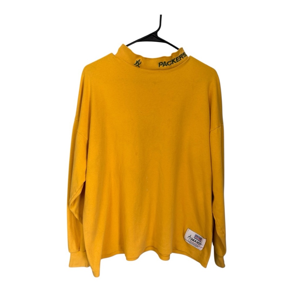 Vintage Green Bay Packers Mock Turtleneck Long Sleeve Top Maxit Pro Line Size XL